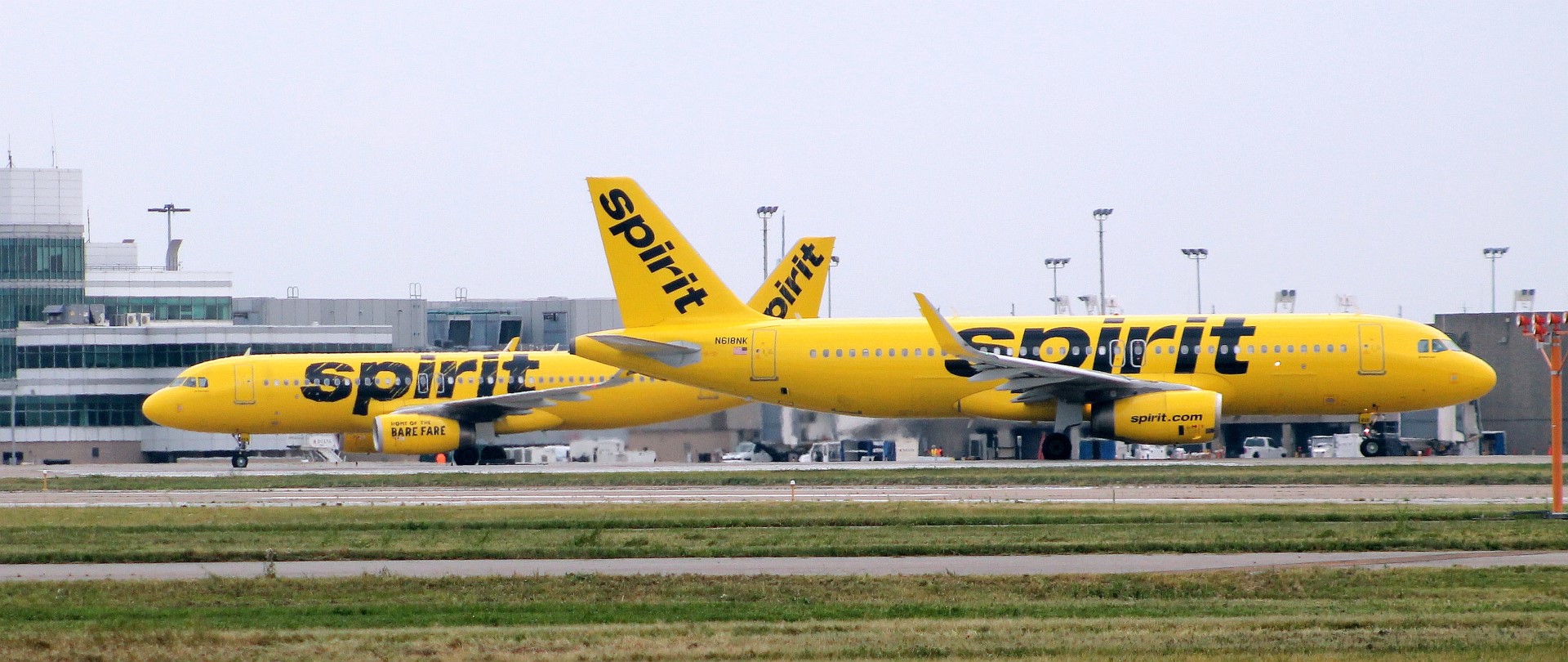 A Spirit Airlines Airbus A320 in flight; contextual image