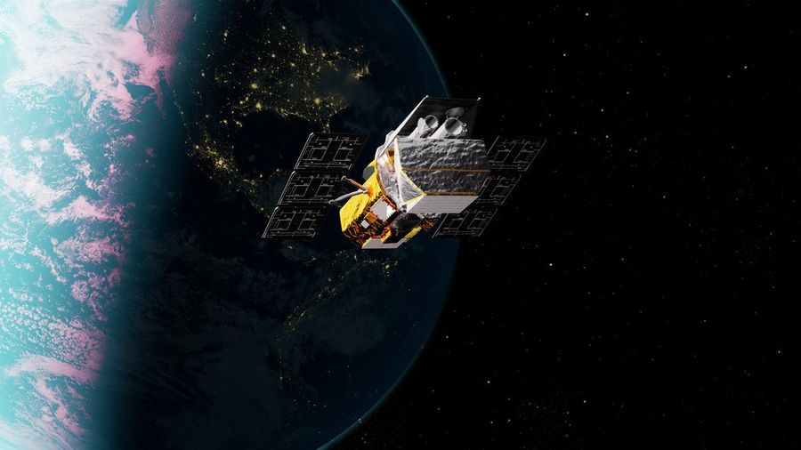 Artist’s concept of NASA’s Neil Gehrels Swift Observatory above Earth; contextual image